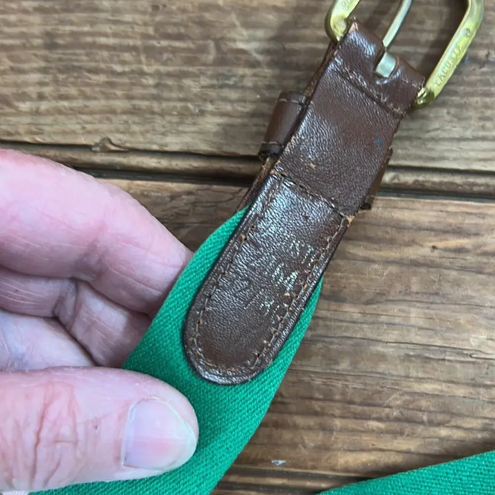 Vintage 1980s belt Lacoste preppy green stretch size 32